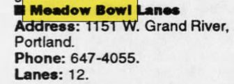 Wagon Wheel (Meadow Bowl Lanes) - April 1992 Listing
